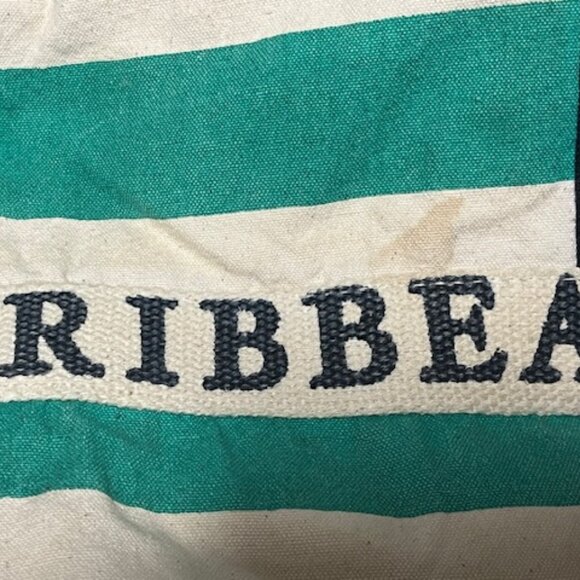 Caribbean Joe Striped Canvas Zip Shopping Beach Travel Tote Bag Extra Lg 22"x18" - Picture 15 of 16